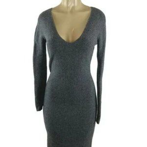 Aritzia Wilfred Thomass in Knit Sweater Dress Size S Grey V Neck Long Sleeve